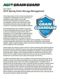 2019 Spring Grain Storage Management